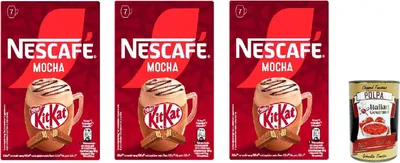 Produktbild von NESCAFÉ KitKat Mocha, Instantkaffee mit Milch und Kakao, 3 Packungen mit 7 Beuteln x 21 g + Italian Gouret polpa 400gr
