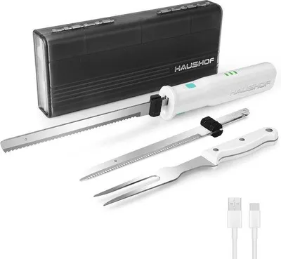 Produktbild von Elektrisches Küchenmesser mit Edelstahlklingen - Ideal für Brot, Fleisch und Käse