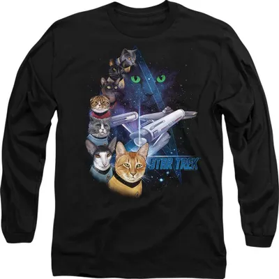 Produktbild von Star Trek - "Feline Galaxy" T-Shirt für Herren/Damen Uni TV10219 (XL) (Schwarz)