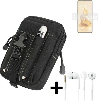Produktbild von K-S-Trade Gürteltache + Kopfhörer kompatibel mit Oppo Reno9 Gürtel Tasche Holster Schutz Hülle Handy Hülle  schwarz inkl. Extrafächer