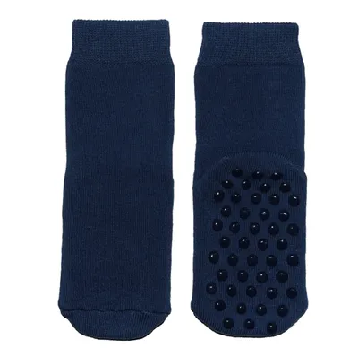 Produktbild von Kinder ABS-Socken aus Baumwolle Einfarbig: Noppen Marine Größe 19-22