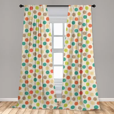 Immagine prodotto di Abakuhaus, tende per finestre, motivo "cerchi colorati" in stile grunge, set di 2 pannelli, 150 x 175 cm
