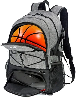 Productafbeelding van CarryQuest® - Rugzak voor sport, model Wolf, met vak voor ballen, vak voor schoenen, laptopvak, 30 liter, grijs
