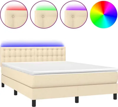 Produktbild von Boxspringbett mit Matratze & LED Creme 140x200 cm Stoff