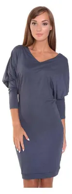 Produktbild von Damen Kleid Mini-Kleid mit Fledermaus Ärmel; Grafit S/M 36/38