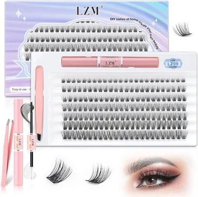 Productafbeelding van Famanu Wimperverlengset, 168 stuks clusterwimpers, 8-16 mm, D-vorm - Zelfklevende wimpers