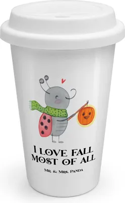 Produktbild von Mr. & Mrs. Panda Isolierbecher Smörle Laterne - Weiß - Geschenk, Herbst, Dekoration, keramik to go becher, Kaffeebecher, Thermobecher, Marienkäfer, Mehrwegbecher, ToGo