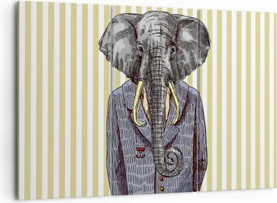 Produktbild von Bild auf Leinwand - Leinwandbild - Elefant Anzug Abstraktion Abbildung - 105x70cm - Wand Bild - Wanddeko - Leinwanddruck - Bilder - Kunstdruck - Leinwand bilder - Wandkunst - CE105x70-3209
