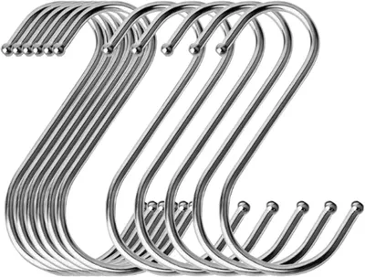 Produktbild von S-Haken 10 Stück, Edelstahl, Große Haken für Küche, Robuste Metallhänger, Rostfrei
