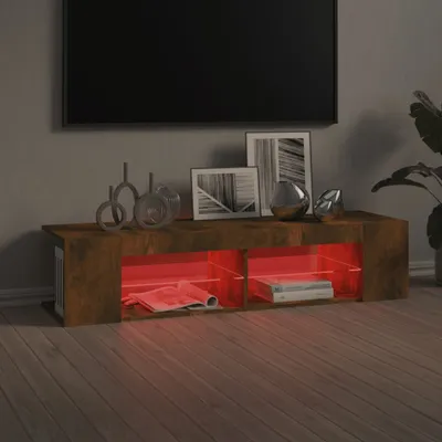 Produktbild von "Rabatt" TV-Schrank - Fernsehschrank - TV-Lowboard - mit LED-Leuchten - Räuchereiche 135x39x30 cm - TV-Schränke CC21298