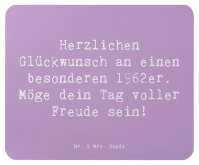 Produktbild von Mr. & Mrs. Panda Mouse Pad Spruch 1962 Geburtstag - Lavendeltraum - Geschenk, Geburtstagsgeschenk, mousematte, geboren, laptop mousepad, mauspad, Jahrgang, Alter, Lächeln