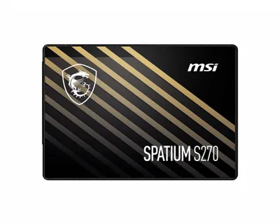 A product shot of an MSI SPATIUM S270 SSD on a white background.