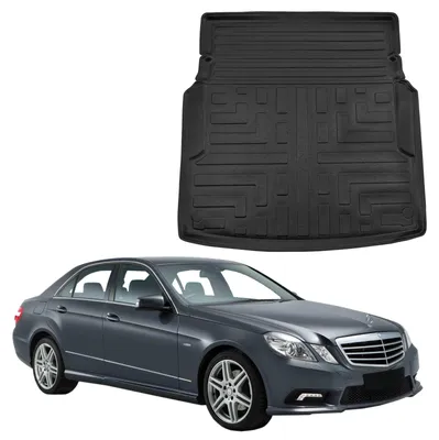 Produktbild von SCOUTT | Kofferraumwanne Laderaumwanne Kompatibel mit Mercedes E Class W212 Sedan 2009-2016, mit Hoher Rand, Kofferraum-Schutzmatte, Geriffelt, Aufrollbar, Schwarz