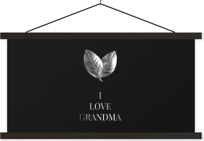 Produktbild von MuchoWow® Textilposter Oma - Liebe Oma - Ich liebe dich - Muttertag - schwarz-weiß 60x30 cm mit schwarzem Rahmen - Textilien