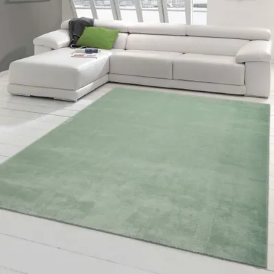 Obrázok produktu pre Košatý koberec s vysokým a dlhým vlasom | prateľný | v zelenej farbe Veľkosť - 140 x 200 cm