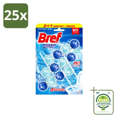 Produktbild von 25 x Bref Power Aktiv Toilettenstein Ocean - 3 x 50 g - Großpackung - 25 Stücke