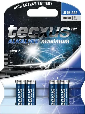Zdjęcie produktu dla Tecxus LR03 4-BL, Jednorazowa bateria, AAA, Alkaliczny, 1,5 V, 4 szt., 1200 mAh