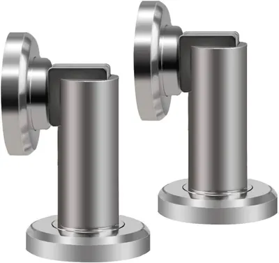 Produktbild von Magnetischer Türstopper, robuster Edelstahl, magnetischer Türverschluss, Türhalter zur Wand-/Bodenmontage, moderner Türstopper, Wandschutz, gebürstetes Nickel, 2 Stück