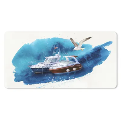 Produktbild von MuchoWow® Mauspad Mousepad Boot - Meer - Aquarell 60x30 cm - Mousepads - Maus Mat - Pad - Mausunterlage - Nachhaltig