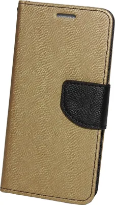 Imagen del producto de Funda tipo cartera "Fancy" compatible con el teléfono móvil iPhone 14 Pro. Estuche protector con función de soporte, compartimento para tarjetas, color dorado y