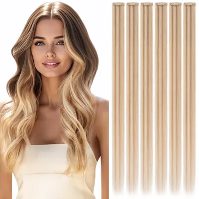Produktbild von Clip-in Extensions Echthaar 6 Strähnen 40cm Balayage Blond 40g