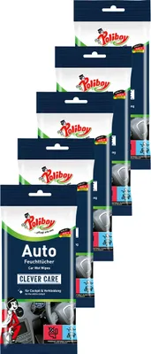 Produktbild von Poliboy Reinigungstücher Auto Staubmeister Feuchttücher 5er Set - Inhalt 100 Stück, Reinigung Pflege