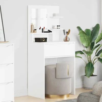 Produktbild von "Schlussverkauf" moderne Schminktisch für Schlafzimmer - Schlafzimmer-Frisiertische - mit Regal Weiß 80x39,6x135 cm  C17214