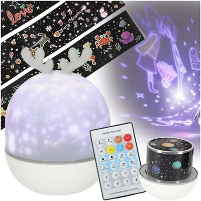 Obrázek produktu pro LED noční světlo s projektorem ve tvaru hvězdy, USB, dálkové ovládání, 6 diapozitivů