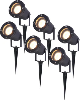 Produktbild von hoftronic LED Gartenstrahler 4W 345lm 2700K IP65 Schwarz 6er Set