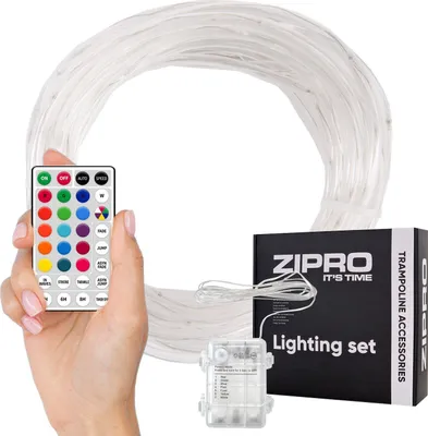 Zdjęcie produktu dla ZIPRO Trampolina Oświetlenie LED 10 m dla 10FT 312 cm – wąż świetlny Wodoodporne akcesoria ogrodowe Pilot zdalnego sterowania Zabawki ogrodowe Zmiana kolorów
