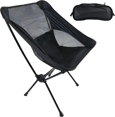 Image de Chaise de camping pliante, avec sac de transport, pour la pêche, de couleur noire