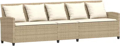 Immagine prodotto di Divano da Giardino con Cuscini a 5 Posti Beige in Polyrattan
