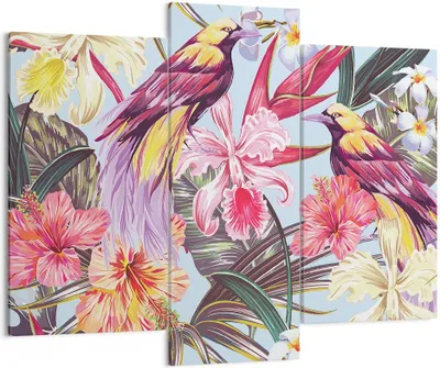 Produktbild von Bild auf Leinwand - Leinwandbild - Blume Vogel Sommer - 130x100cm - Wand Bild - Wanddeko - Leinwanddruck - Bilder - Kunstdruck - Wanddekoration - Leinwand bilder - Wandkunst - CB130x100-3485