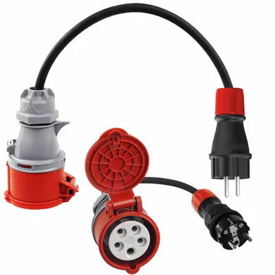 Produktbild von CEE Adapter Stecker Kupplung Verlängerungskabel 16A für Camping Wohnmobil Boot