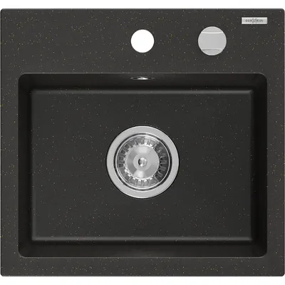 Obrázok produktu pre Mexen Milo granitový jednokomorový drez 435 x 410 mm, čierna/zlatá metalik - 6505441000-75