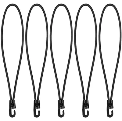 Productafbeelding van Set van 15 Elastische Spanbanden met Haken - 26 cm - Zwart