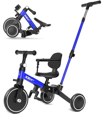 Productafbeelding van Driewieler 5-in-1, loopfiets, duwstang, afneembare pedalen, kinderfiets, roze