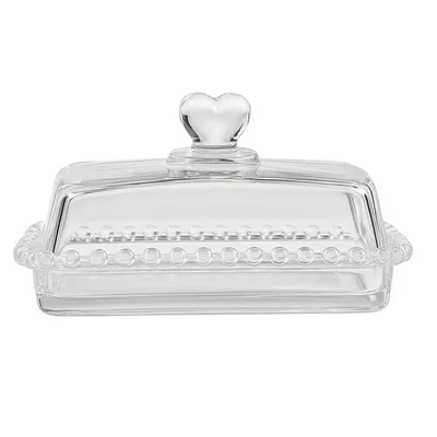 Zdjęcie produktu dla Szklany pojemnik na masło 17×10,5×10 cm z pokrywką - elegancki pojemnik do przechowywania masła, serka śmietankowego, dipów - przezroczysty i nadaje się do mycia w zmywarce