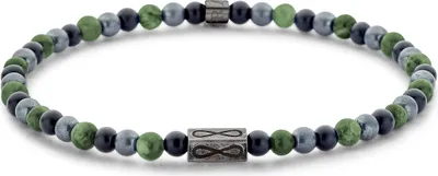 Produktbild von Frank 1967 Junior - 7FJB-0035-M - Perlenarmband Jungen - Moosachat, Hämatit und schwarzer Achat - 4 mm - 16 cm