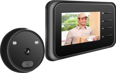 Obrázek produktu pro Kamera ve dveřním kukátku se zvonkem, bezdrátový monitor, živý obraz, digitální noční vidění, pořizování fotografií, bezpečnostní monitorování (baterie není součástí balení)