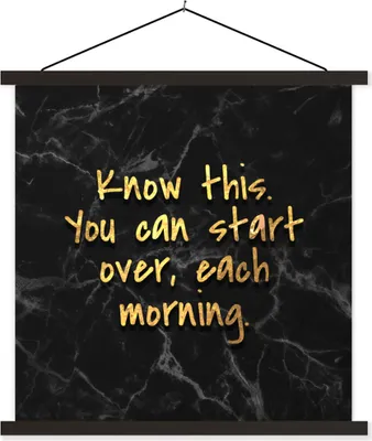 Produktbild von MuchoWow® Textilposter Zitate - Motivation - Gold - Marmor 90x90 cm mit schwarzem Rahmen - Magnetisches