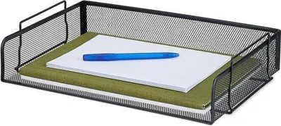 Produktbild von Famanu Briefablage Metall stapelbar - Dokumentenablage Mesh - HxBxT: 85 x 36 x 25 cm - moderner Büro Organizer A4 schwarz
