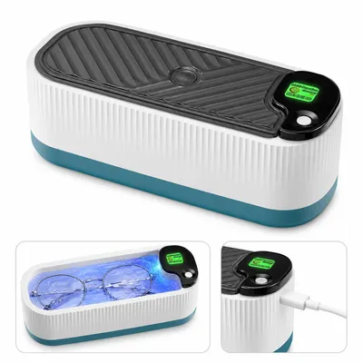 Produktbild von Schallreinigungsgerät,tragbar, für Brillen,Schmuck & Uhren, 360° Hochfrequenz-Vibration für Tiefenreinigung, kompakt, für Zuhause, Büro & Reise (weiß)