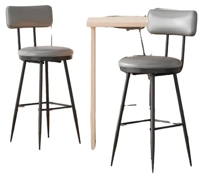 Obrázek produktu pro Barová židle,Polyuretankůže, moderní minimalistický design, šedá – 2 ks