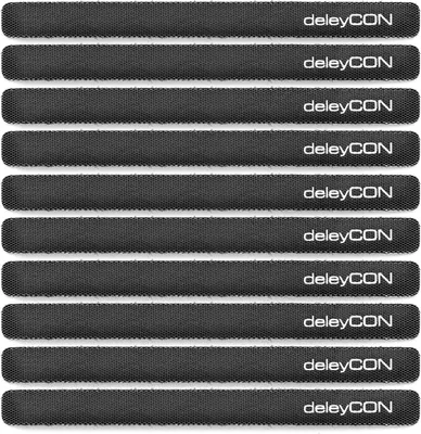 Produktbild von deleyCON 10x Klett Kabelbinder 15cm Klettband 12mm Breit Kabelmanagement Kabelorganizer Klettkabelbinder Klettverschluss Schwarz