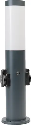 Produktbild von Grafner Wegeleuchte mit Dämmerungssensor 2 Steckdosen, 45 cm, Edelstahl, E27, anthrazit, Wegleuchte Weglampe Gartenlampe Gartenleuchte Standlampe Außenstandleuchte Pollerleuchte