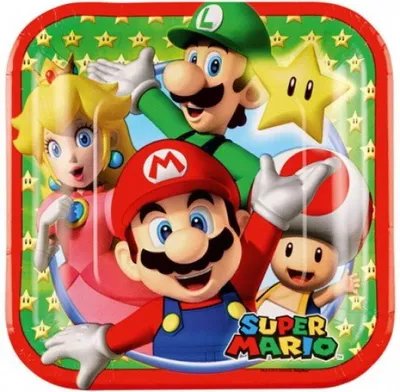 Obrázek produktu pro Papírové talíře Super Mario, 18 cm, 8 ks.