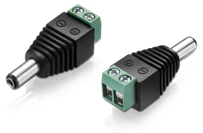 Produktbild von adaptare 93521 Niedervolt Adapter (Terminalblock 2-polig auf DC-Hohlstecker), 5,5x2,1mm, schwarz
