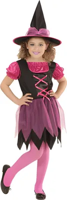 Produktbild von Kinderkostüm Hexe 8-10 J. Gr. 140, pink-schwarz 8003558152476