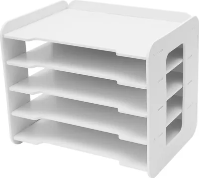 Produktbild von Schreibtisch-Organizer - Dokumentenablage/Briefablage - 5 Ebenen - 10 kg pro Ebene - PVC - 34×25×26,5 cm - Weiß